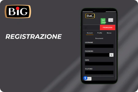 Guida registrazione tramite App BIG Casino